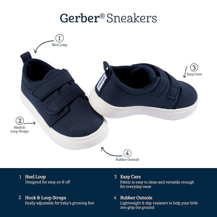 Gerber Unisex-Child Zapatillas Primeros Pasos para Recién Nacidos Bebés Niños Pequeños Niños y Niñas, Azul Marino, 12 Talla infantil