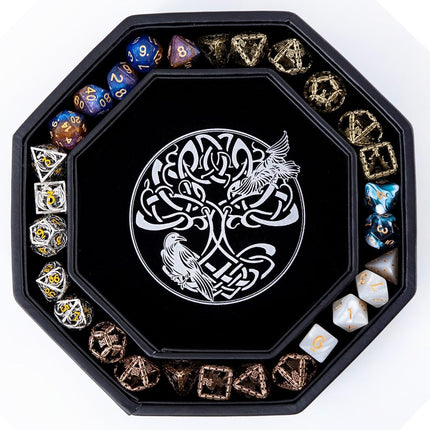 Premium Dice Tray for DND, Detailed World Tree & Triquetra Design – 23 CM