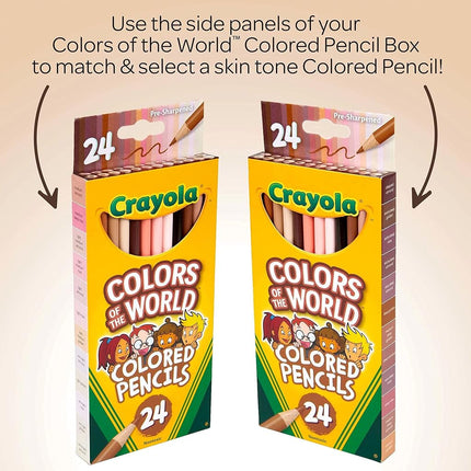 CRAYOLA Colours of the World Pencils - Assorted Colours (Pack of 24) | Colours That Represent Skin Tones from Around the World | Ideal for Kids Aged 3+