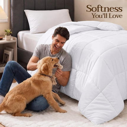 Utopia Bedding Comforter Duvet Insert - Quilted Comforter with Corner Tabs - Box Stitched Down Alternative Comforter (Twin, White)