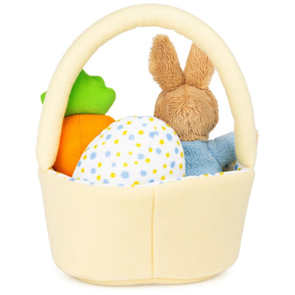 GUND Beatrix Potter Peter Rabbit Easter Basket Sensory Toy Playset, 4-Piece Plush Toy Playset for Ages 1 and Up, 8.5”