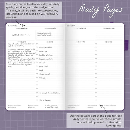 Clever Fox Addiction Recovery Journal, Daily Sobriety Planner A4 Purple