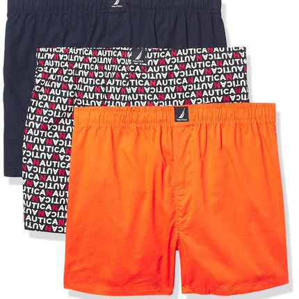 Nautica Men's Cotton Woven 3-Pack Boxers Shorts, P
