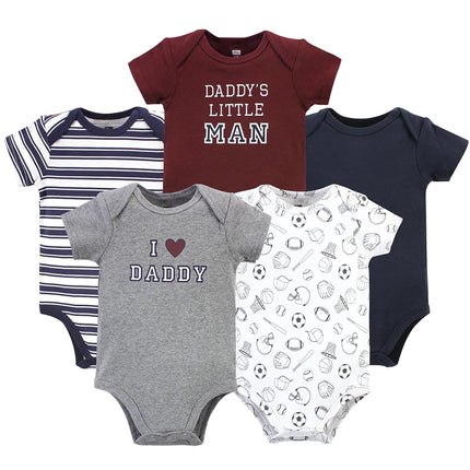 Hudson Baby Bodysuits de algodón unisex para bebé, paquete de 5 unidades para niño, papá, prematuro, paquete de 5 unidades para niño, papá, prematuro
