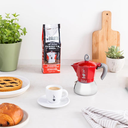 Bialetti New Moka Induction InBialetti Moka Induction Stovetop Coffee Maker (3 cup) - Redduction Coffee Pot, 4 Cups, 150 ml, Aluminium, Red