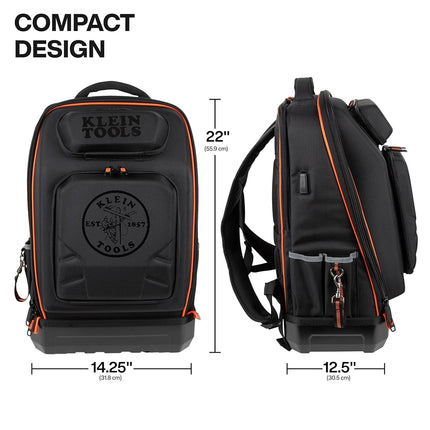Klein Tools 62809MB MODBox Hard Shell Backpack with Protective Front Shell, 40 Pockets, Laptop Sleeve USB-C Port, MODBox Compatible, Heavy Duty