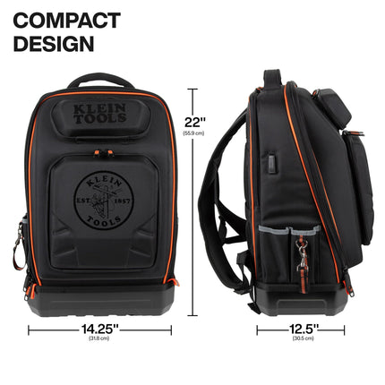 Klein Tools 62809MB MODBox Hard Shell Backpack with Protective Front Shell, 40 Pockets, Laptop Sleeve USB-C Port, MODBox Compatible, Heavy Duty