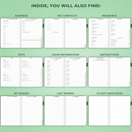 Clever Fox End of Life Planner (Dark Green, A5 (5.8'' x 8.3'')), (CFELP)