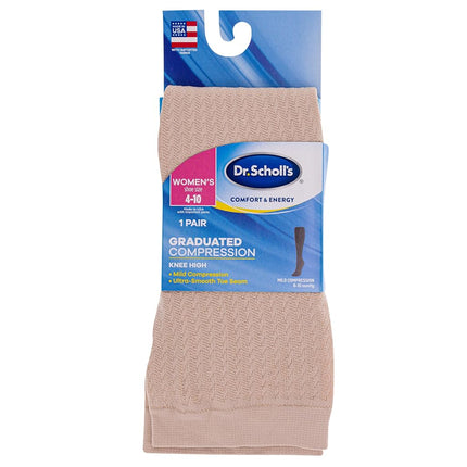 Dr. Scholl's Women's Travel Knee High Socks with Graduated Compression Casual, Khaki, One Size