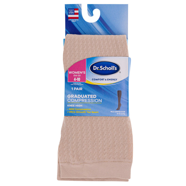 Chaussettes hautes Dr. Scholl's pour femme, compression graduée, décontractées, kaki, taille unique