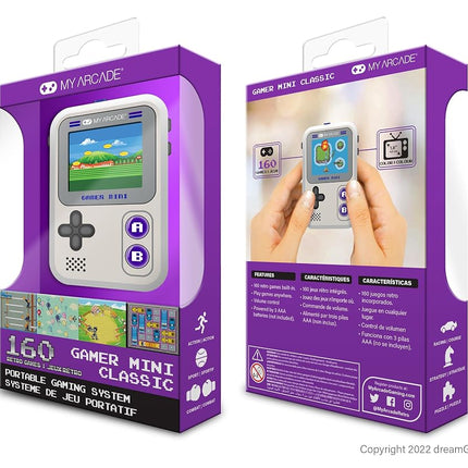 My Arcade Gamer Mini Classic-Purple: Miniature Handheld Gaming System Packed with 160 Games, 1.8'' Color Display (DGUN-3924), Small