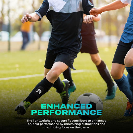 MediCaptain Mini Shin Guards Soccer – Built in Shin Pad Sleeves for Mens, Women, Teens - Small Shin Guards - Lightweight, Breathable Shin Defender Leg Protection (Blue, Mini)