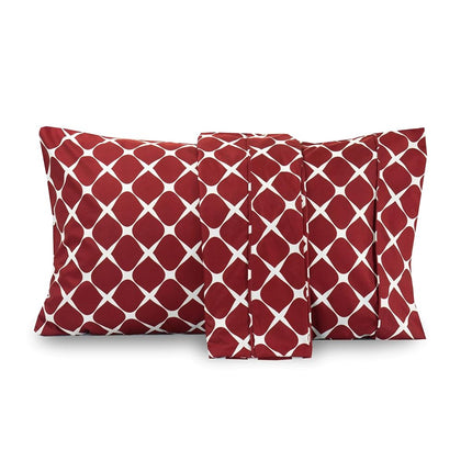 Elegant Comfort Luxury Ultra-Soft 2-Piece Pillowcase Set - 1500 Premium Hotel Quality Microfiber Double Brushed - Wrinkle Resistant, King Size, Bloomingdale Pattern Burgundy