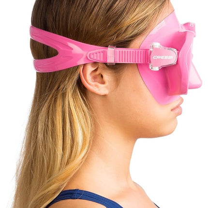 Cressi F1 Frameless Diving Mask - Anti-Fog Tempered Glass Snorkel Mask - Silicone Skirt for Secure Scuba Fit - Adjustable Buckles for Diving & Snorkelling - Pink - One Size