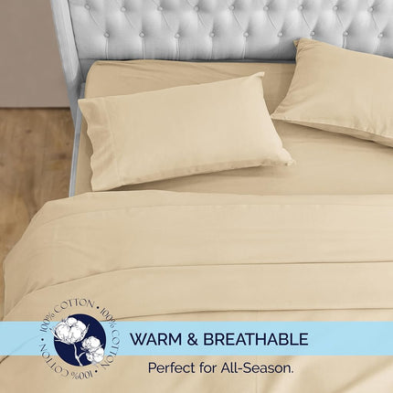 Elegant Comfort Soft 4-Piece 100% Turkish Cotton Flannel Sheet Set - Premium Quality, Deep Pocket Fitted Sheet, Ultra Soft, Cozy Warm and Anti-Pill Flannel Sheets - Cali King, Linen