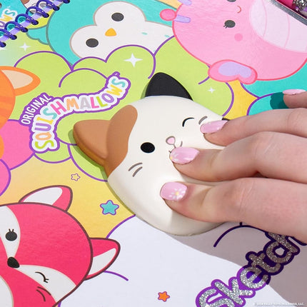 Squishmallows Original Sketchbook, Over 20 Stationery, Includes Stickers, Fidget Cam cat Toy, Drawing Paper, Excellent Craft for