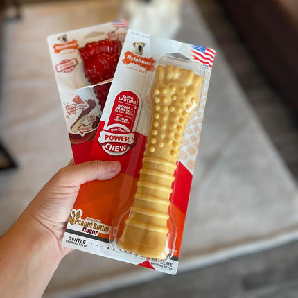 Nylabone Dura Chew Extreme Tough Dog chew Toy Bone, Allergen Free Peanut Butter Flavour, XL, for Dogs Over 23 kg Large for Extreme Chewers, Peanut Butter