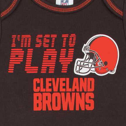 NFL Cleveland Browns Boys 20183 Pack Short Sleeve Variety Bodysuit, Brown, 18 Months
