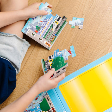 Melissa & Doug Take-Along Magnetic Jigsaw Puzzles Travel Toy – Vehicles (2 15-Piece Puzzles)