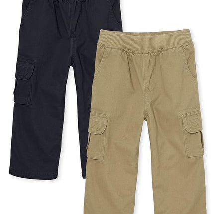The Children's Place Baby Boys and Toddler Boys Pull On Cargo Pants, Flax/New Navy, 6-9 MONTHS