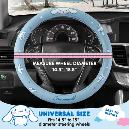 Sanrio Hello Kitty and Friends Cinnamoroll Blue Car Steering Wheel Cover, Universal Fit Cute Accesso