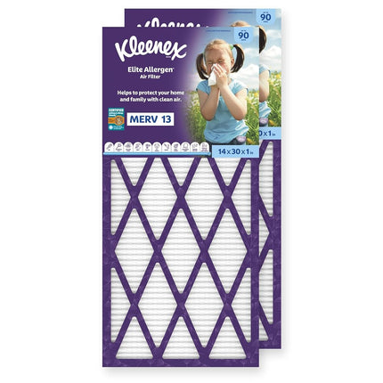 Kleenex Elite Allergen Air Filter 14x30x1 Inches - 13 MERV RATING (2-Pack)