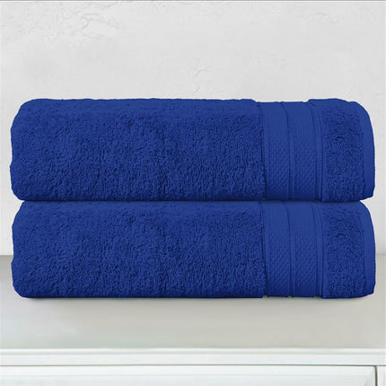 Elegant Comfort Three Line Popcorn Towel Set for Bathroom 27 x 54 inches, Premium Hotel Quality 2-Pack Bath Towels, 100% Turkish Cotton, Soft and Durable, Quick Dry and Highly Absorbent, Cobalt Blue
