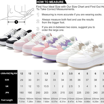 ANEFUN Roller Skate Shoes for Kids Boys Girls Sneakers with Detachable Wheels Sport Shoe White/Purple