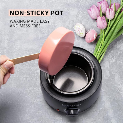 NEOMANN Waxer II Waxing Kit for Woman Non-Sticky, Teflon-Coated - Wax Warmer for Hair Removal incl. 300g Wax Beads, 20 Spatulas - Wax Machine or Wax Pot Perfect Brazilian Wax Kit for Women