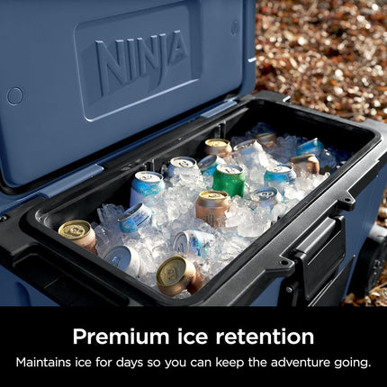 Ninja | Cooler | FrostVault 65QT Cooler with Wheels | Insulated with Temp Dry Storage Drawer | Keeps Ice Cold for Days | for The Beach, Camping, Picnics & More | Lakeshore Blue | FB265BL