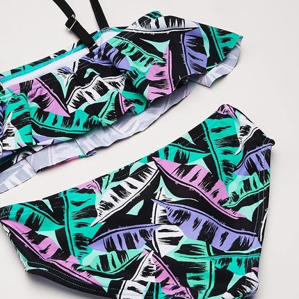 Traje de baño de 2 piezas Kanu Surf Karlie Flounce Bikini Beach Sport para niñas, Maya Purple, 8