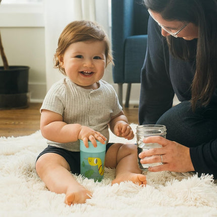 Dr. Brown's Milestones Cheers 360 Spoutless Transition Cup, Travel Friendly and Leak-Free Sippy, Green Animals, 10 oz/300 mL, BPA-Free, 9m+, 1-Pack