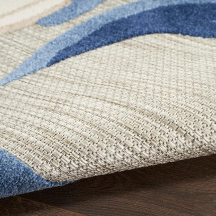 Nourison Aloha Indoor/Outdoor Blue/Grey 6' x 9' Area Rug, Easy Cleaning, Non Shedding, Bed Room, Living Room, Dining Room, Kitchen (6x9)