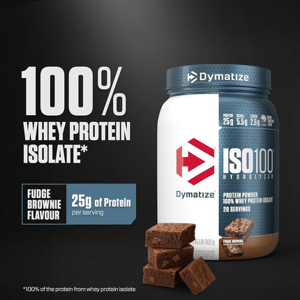 Dymatize Iso-100 Hydrolyzed Whey Protein Isolate 20 Serves Fudge Brownie 660 gram