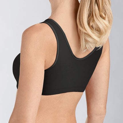 AMOENA Women's Frances Front-Closure Leisure Bra, Opaque, Black, X-Large C/D