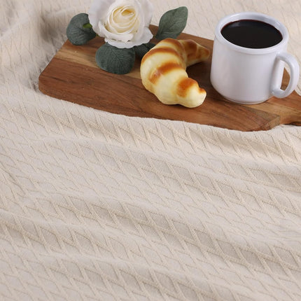 Superior 100% Cotton Thermal Blanket, Soft and Breathable Cotton for All Seasons, Bed Blanket and Oversized Throw Blanket with Luxurious Diamond Weave - King Size, Ivory