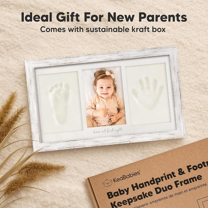 KeaBabies Baby Hand and Footprint Kit, Clay Keepsake Frame (Vintage White)