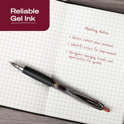 uni-ball 207 Retractable Gel Pens, Micro Point (0.5mm), Red, 12 Count