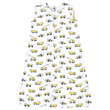 Hudson Baby Unisex Baby Cotton Sleeveless Wearable Sleeping Bag, Sack, Blanket, Construction, 12-18 Months