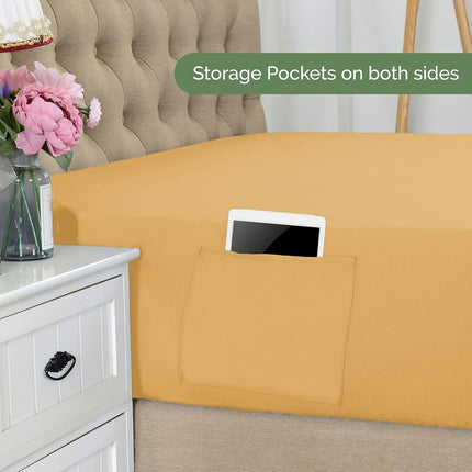 Elegant Comfort 1500 Premium Hotel Quality 18-21 Inches Deep - Extra Deep Pocket Single Fitted Sheet for High Mattress, Luxury and Softest, Smart Pocket - Wrinkle Free, King, Gold