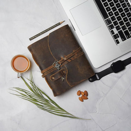 LEATHER VILLAGE Vintage Leather Journal Book of Shadows (10 inches X 7 inches, Distressed Brown)