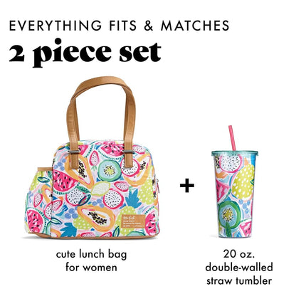 Fit+Fresh Laketown Adult Insulated Lunch Bag for Women and Men - Cute Small Lunchbox Tote for Work and School