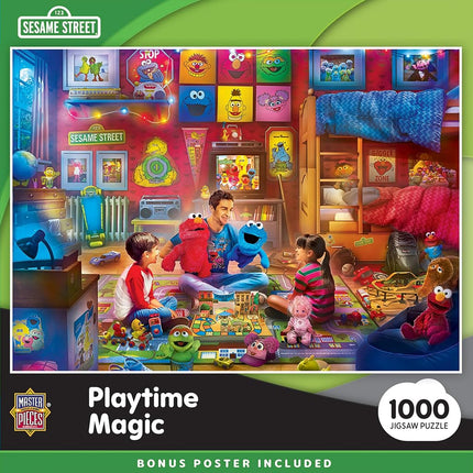 MasterPieces Sesame Street Playtime Jigsaw Puzzle - 1000 Piece Puzzle for Adults, 19.25"x26.75" - Officially Licensed, Vibrant Scene with Elmo & Cookie Monster