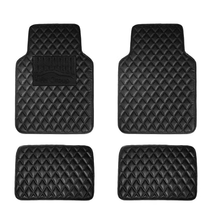 FH Group Universal Fit all season protection Heavy Duty Faux Leather Carbon Fiber Automotive Floor Mats fits most Cars, SUVs, and Trucks (High Tech 3-D Anti-Skid/Slip Backing) Black