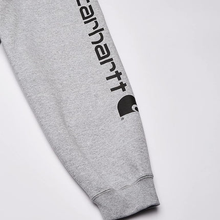 Carhartt Men's Midweight Sleeve Logo Hooded Sweatshirt (Regular and Big & Tall Sizes), Heather Gray/Black, 3X-Large/Tall
