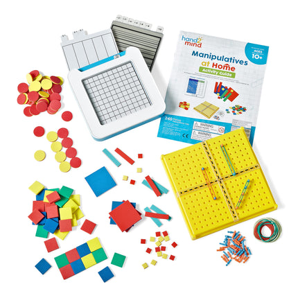 Kit de Manipuladores Matemáticos para llevar a casa de Learning Resources para niños de 11 a 13 años con fichas de álgebra, cuadrícula para construir, contadores de dos colores, fichas de colores y tablero de coordenadas (un kit)