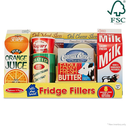 Melissa & Doug Fridge Groceries Play Food Cartons (8 pcs) - Toy Kitchen Accessories