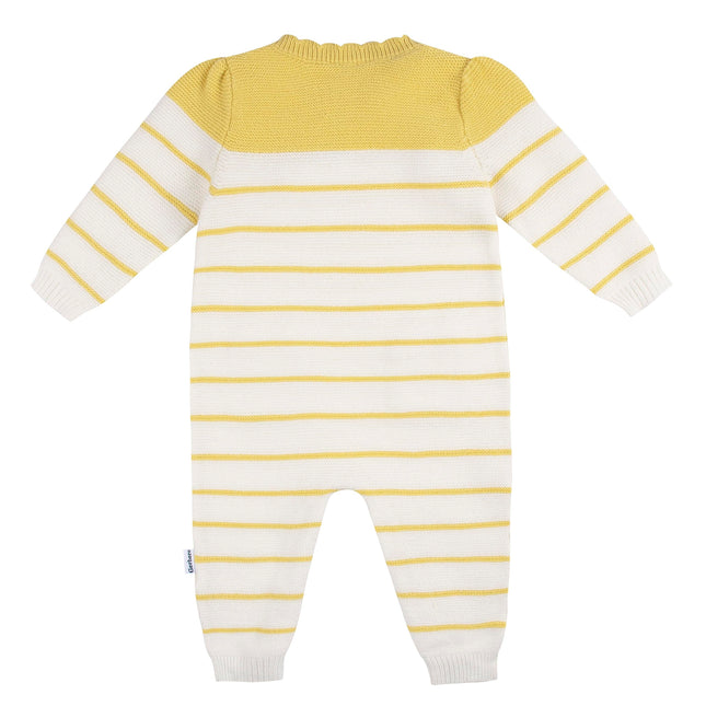 Gerber Baby Girls' Sweater Knit Romper Jumpsuit, Yellow Fox, 0-3 Months