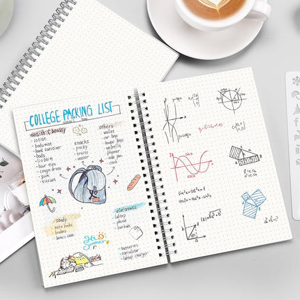 RETTACY Dot Grid Notebook Spiral with Clear Hard Cover B5 2PCS