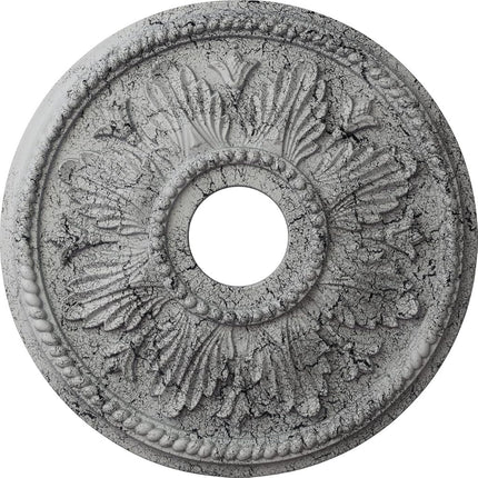 18 1/8"OD x 3 1/2"ID x 2 3/4"P Edinburgh Ceiling Medallion (Fits Canopies up to 5 1/8"), Hand-Painted Ultra Pure White Crackle